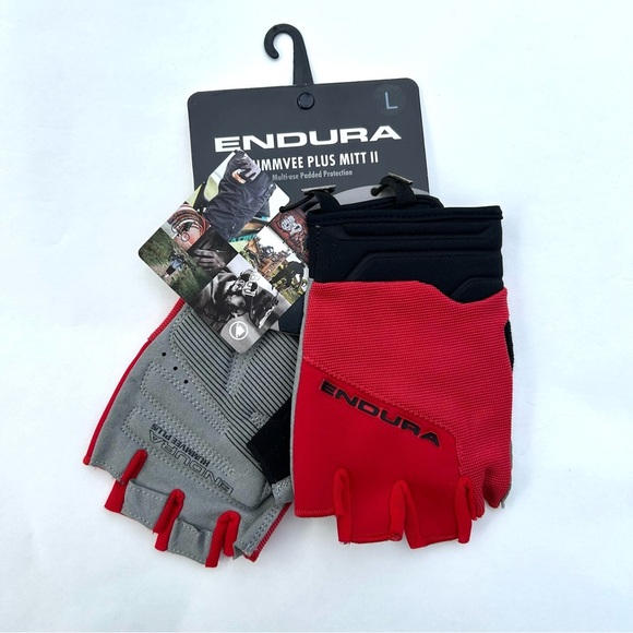Endura Hummvee Plus Mitt II - Red and Gray Cycling Gloves - Picture 1 of 5